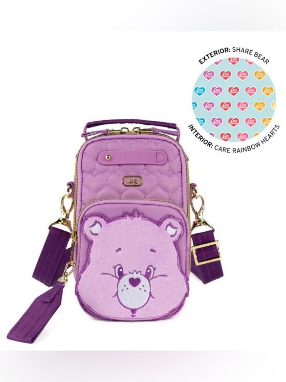 Lug Care Bears x Lug Skeeter Mini Bridge Crossbody Belt Bag Share Bear Purple
